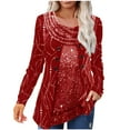 thumbnail image 1 of Patlollav Fall Winter Womens Blouses,Ladies Beaded Patchwork Print Pendant Collar Long Sleeve Tops, 1 of 6