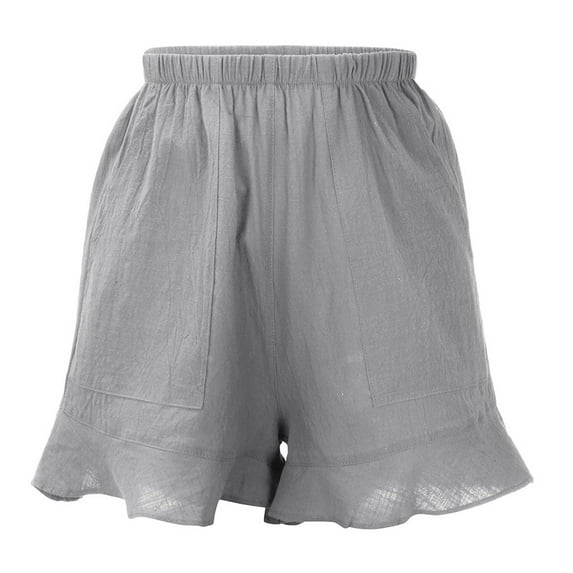 Patlollav Fashion Womens Plus Size Casual Elastic Waist Pocket Loose Solid Shorts Pants