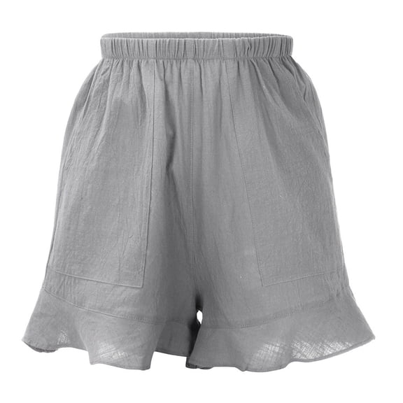 Patlollav Fashion Womens Plus Size Casual Elastic Waist Pocket Loose Solid Shorts Pants