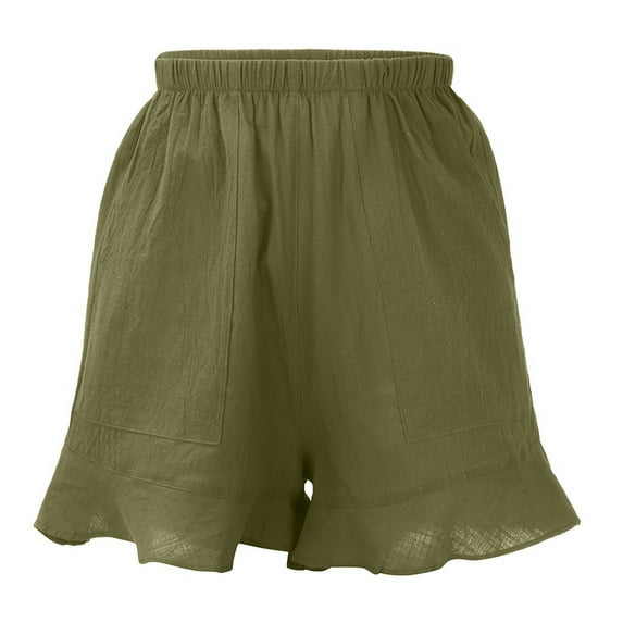 Patlollav Fashion Womens Plus Size Casual Elastic Waist Pocket Loose Solid Shorts Pants