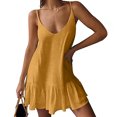 thumbnail image 1 of Patlollav Fashion Womens Sexy V-Neck Solid Color Loose Suspender Backless Sleevess Dress Skirt, 1 of 6
