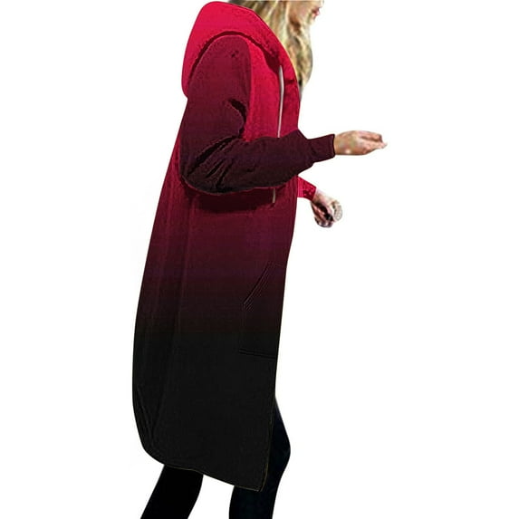 Patlollav Flash Picks 65% off Coats for Women Plus Size Loose Long Sleeve Hoodie Sweater Tops Long Coat