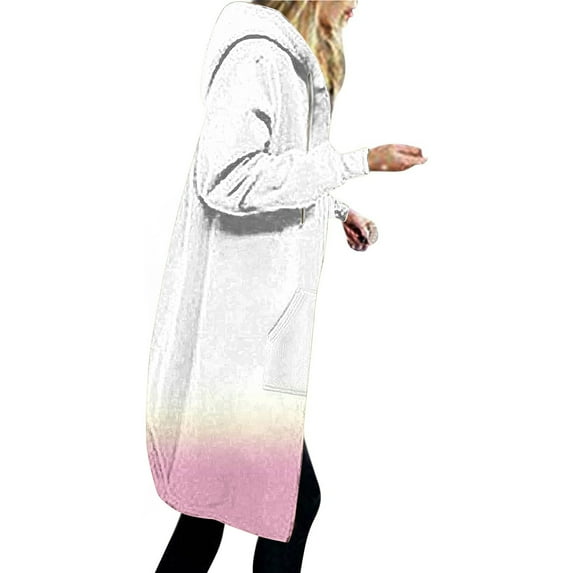Patlollav Flash Picks 65% off Coats for Women Plus Size Loose Long Sleeve Hoodie Sweater Tops Long Coat