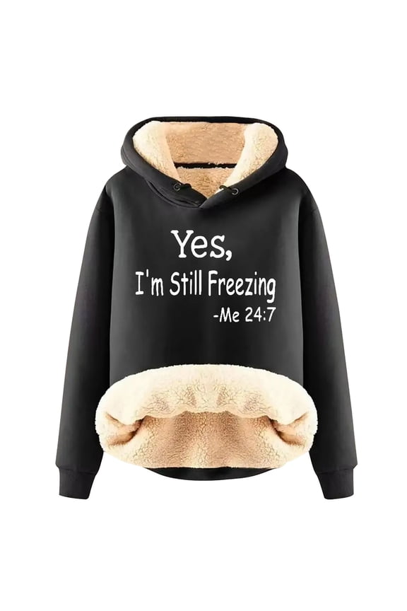 Flash Picks 65% off Womens Hooded Sweatshirt Winter Warm Plush Solid Pocket Long Sleeve Tops