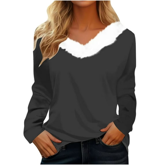Patlollav Gifts for Women Christmas Tops,Ladies Long Sleeve Blouse Fashion Causal Pullover Tops
