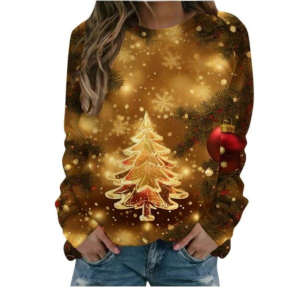 Patlollav Gifts for Women Christmas Tops,Ladies T-Shirt Long Sleeve Pullover Tops