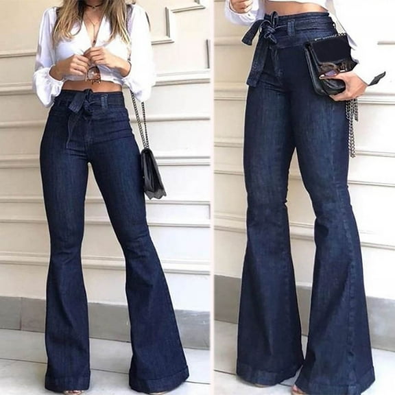 Patlollav High Waisted Bell Bottom Jeans for Women Flare Jeans for Women Stretch Wide Leg Jeans