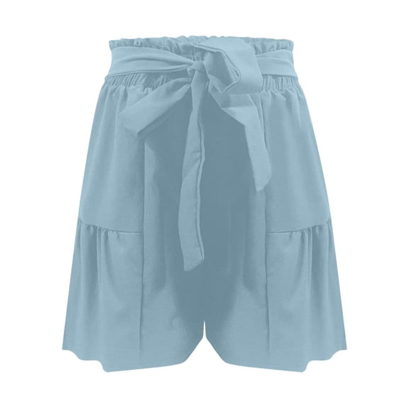 Patlollav High Waisted Linen Shorts for Women Lightweight Summer Beach Paper Bag Shorts with Pockets