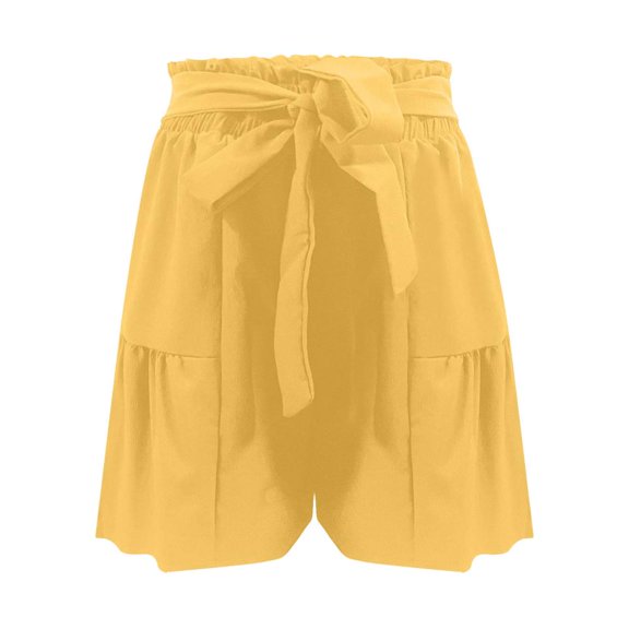 Patlollav High Waisted Linen Shorts for Women Lightweight Summer Beach Paper Bag Shorts with Pockets