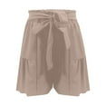 thumbnail image 1 of Patlollav High Waisted Linen Shorts for Women Lightweight Summer Beach Paper Bag Shorts with Pockets, 1 of 6