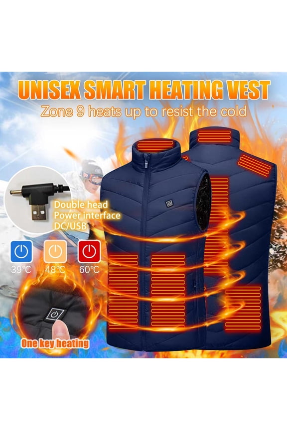 Heated Vest for Men, Electric Heating Sleeveless Jacket, Stand Collar Warm Gilet for Outdoor Camping Hiking Skiing