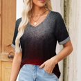 thumbnail image 1 of Patlollav Ladies Tops Spring and Summer Casual Loose and Comfortable V-Neck Short Sleeved T-Shirt, 1 of 6