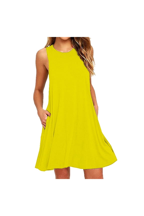 Patlollav Ladies Dresses,Fashion Dresses Women Summer Casual Round-Neck Short Sleeve High Waist Mini Dress