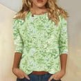thumbnail image 1 of Patlollav Ladies Independence Day Printed Round Neck Three Quarter Sleeve 3/4 Sleeve T-Shirt Loose Tops, 1 of 6