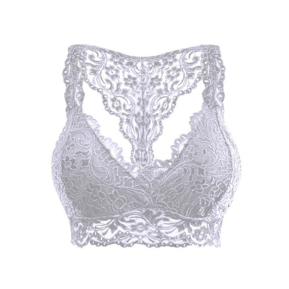 Patlollav Lingerie for Women's Plus Size Vest Crop Wire Free Bra Lace Lingerie Sexy V-Neck Underwear