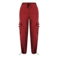 thumbnail image 1 of Patlollav Long Pants Womens Street Style Vintage Pocket Tie Elastic Waist Casual Work Pants, 1 of 6