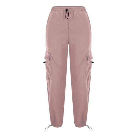 Patlollav Long Pants Womens Street Style Vintage Pocket Tie Elastic Waist Casual Work Pants