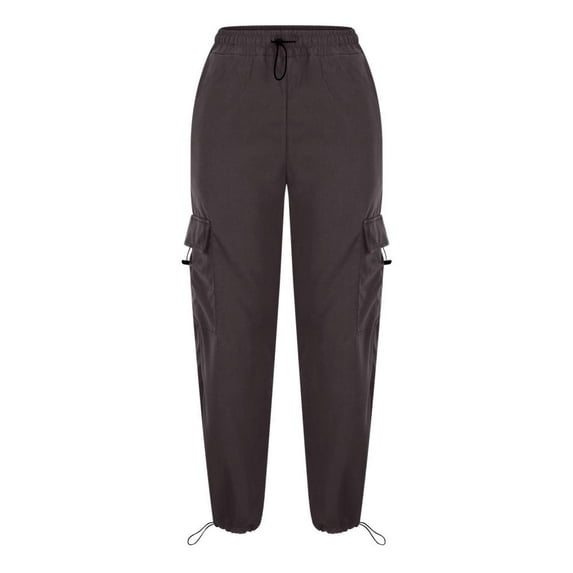 Patlollav Long Pants Womens Street Style Vintage Pocket Tie Elastic Waist Casual Work Pants