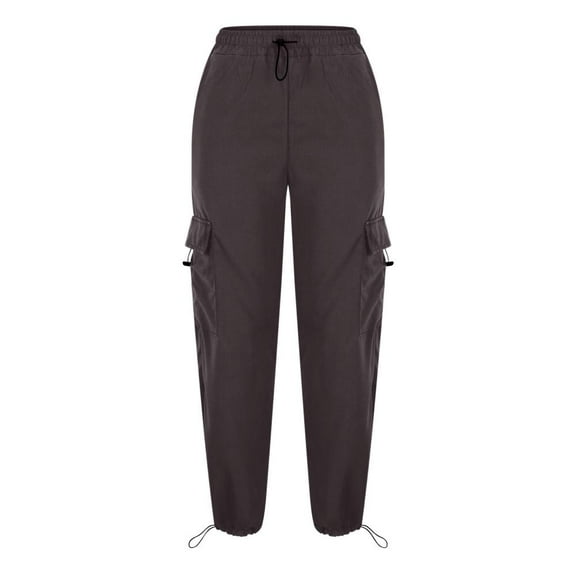 Patlollav Long Pants Womens Street Style Vintage Pocket Tie Elastic Waist Casual Work Pants