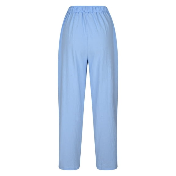 Patlollav Long Pants for Women Thickened Cotton and Linen Solid Color Comfortable Summer Casual Radish Pants