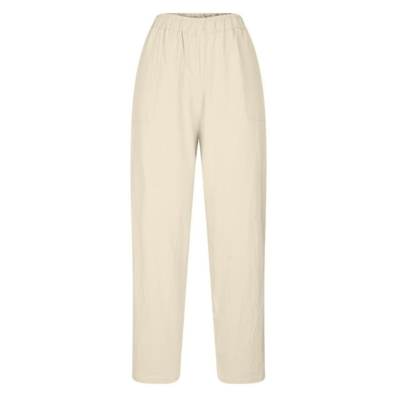 Patlollav Long Pants for Women Thickened Cotton and Linen Solid Color Comfortable Summer Casual Radish Pants