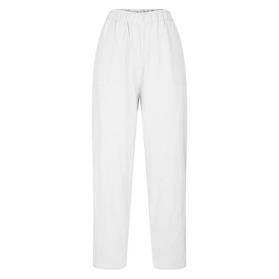 Patlollav Long Pants for Women Thickened Cotton and Linen Solid Color Comfortable Summer Casual Radish Pants