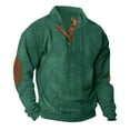 thumbnail image 1 of Patlollav Man Pullover Sweatshirt Sports Stand Collar Button Patchwork Blouse, 1 of 6