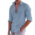thumbnail image 1 of Patlollav Men Long Sleeve Shirts Solid Casual Turn-Down Collar Pocket Button Blouse, 1 of 6