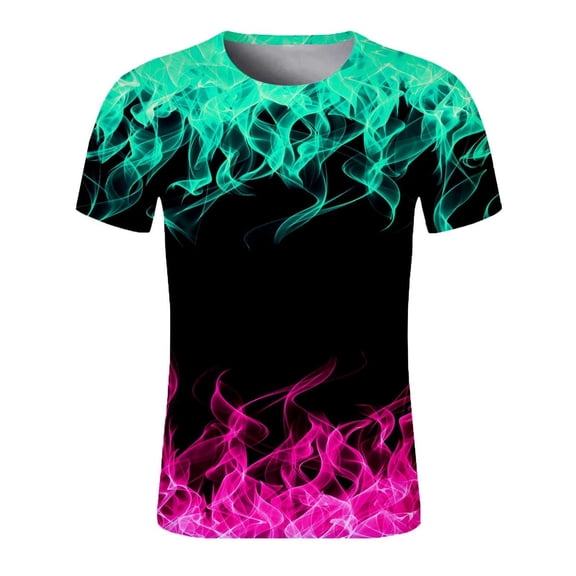 Patlollav Men Short Sleeve T-Shirts Casual 3D Digital Print Pullover Fitness Sports Blouse