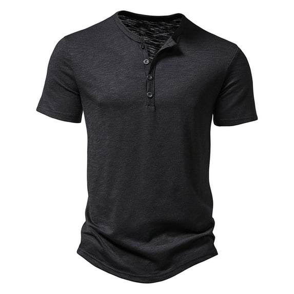 Patlollav Men Short Sleeve T-Shirts Casual Solid Slim-Fit Round Neck Tops Blouse
