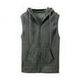 thumbnail image 1 of Patlollav Men Sleeveless Shirts Solid Hooded Waistcoat Slim Jacket Blouse Tops Fashion, 1 of 4