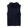 thumbnail image 1 of Patlollav Men Sleeveless Shirts Solid Hooded Waistcoat Slim Jacket Blouse Tops Fashion, 1 of 5