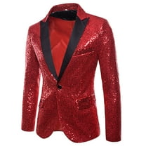 Patlollav Mens Blazer Winter Fashion Personality Sequins Casual Suit Jacket