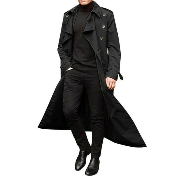 Patlollav Mens Business Coats Winter Fashion Easy Solid Color Warm Lapel Coat