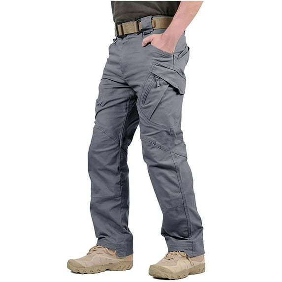 Patlollav Mens Button Casual Pocket Pants Plus Size Trousers