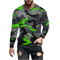 Patlollav Mens Camouflage Long Sleeve T-Shirt Casual Sports Blouse Tops