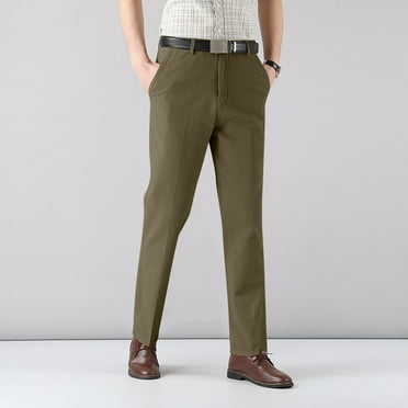 Patlollav Mens Cotton Pants Summer Straight Leg Daily Thin Casual Business Pants Trousers