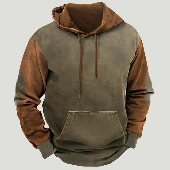 Patlollav Mens Fall/Winter Long Sleeve Sweatshirts Comfortable Hooded Cotton Tops M-3XL Gray XL