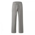 thumbnail image 1 of Patlollav Mens Linen Pants Drawstring Elastic Solid Color Loose Casual Trousers New, 1 of 4