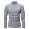 thumbnail image 1 of Patlollav Mens Mid-Collar Long-Sleeve Solid Color Stretch Slim Bottoming Shirt Tops, 1 of 6