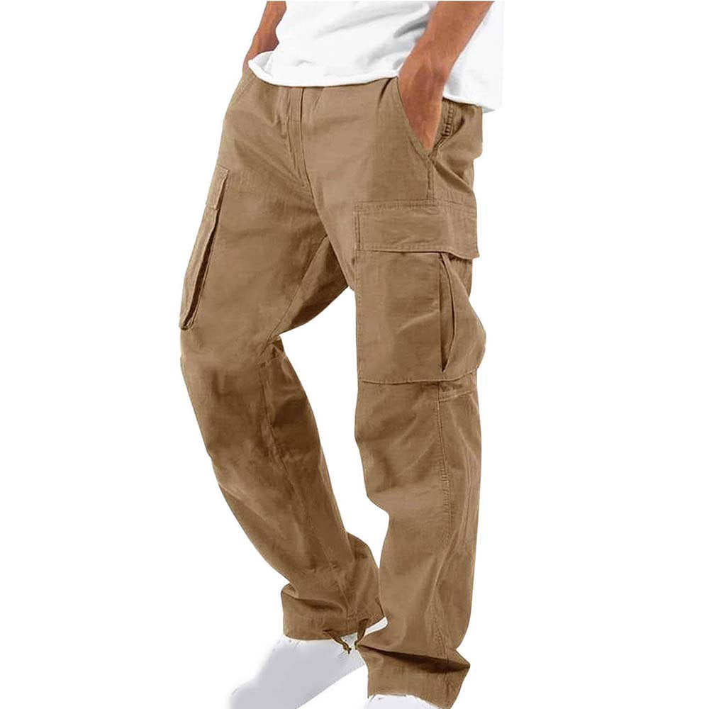 Patlollav Mens Pants Multiple Pockets Outdoor Straight Type Cargo Pants Trousers