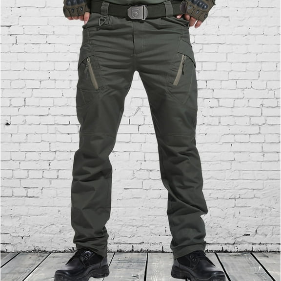 Patlollav Mens Pants Multiple Pockets Cargo Trousers Work Wear Combat Safety Cargo