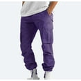 thumbnail image 1 of Patlollav Mens Solid Multiple Pockets Outdoor Straight Type Fitness Pants Cargo Trousers, 1 of 6