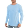 thumbnail image 1 of Patlollav Mens Summer Sunscreen Blouses Lightweight Breathable Solid Color Long Sleeve Round-Neck Tops, 1 of 6