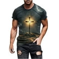 thumbnail image 1 of Patlollav Mens T-Shirt Cross Printed Sports T-Shirt Short Sleeve Round Neck Tops, 1 of 5