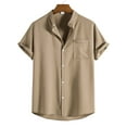 thumbnail image 1 of Patlollav Mens Tops Summer Short Sleeve Casual Solid Color Button-Up Shirts, 1 of 6