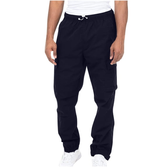 Patlollav Mens Trousers Solid Casual Multiple Pockets Outdoor Fitness Pants Cargo Pants