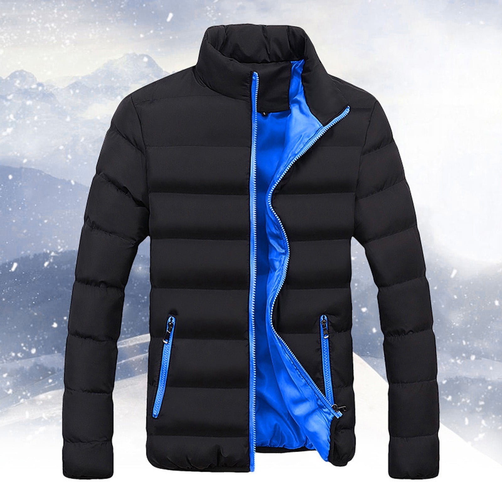 Patlollav Mens Winter Jacket Plus Size Warm Slim Fit Thick Bubble Coat ...