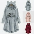 thumbnail image 1 of Patlollav Merry Christmas Women Coats Plus Size Plush Buttons Hooded Coat Tops, 1 of 7