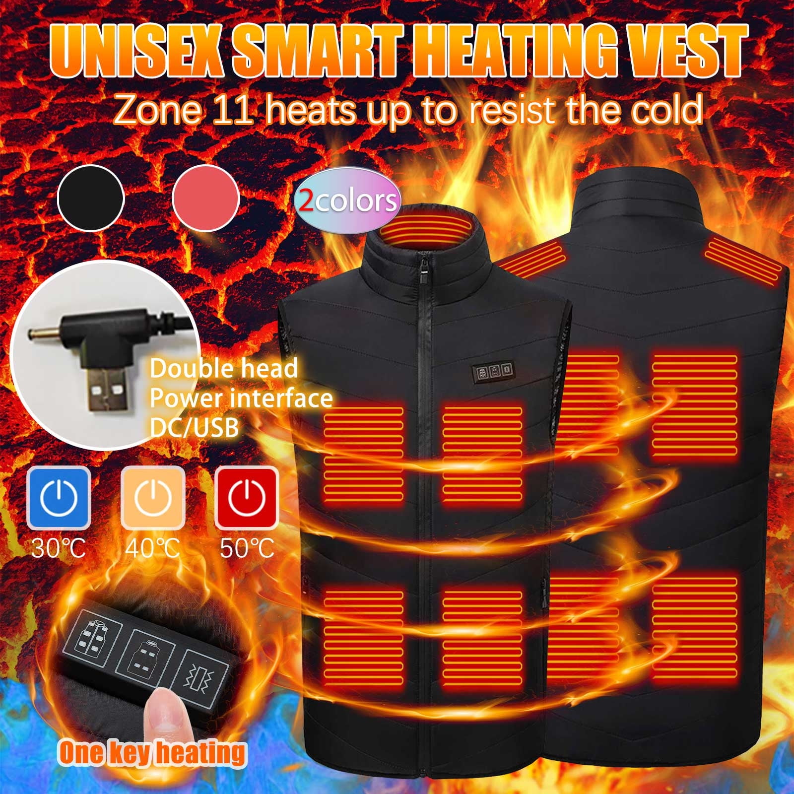 Men Unisex Sleeveless Heated Vest Heating Jackets Control Thermal Massage  Coats